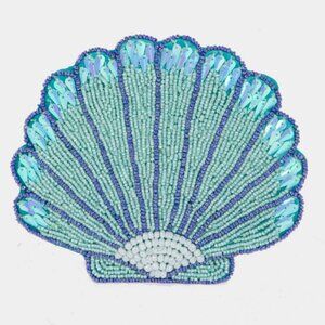 Seashell Beaded Coin Purse - Blue